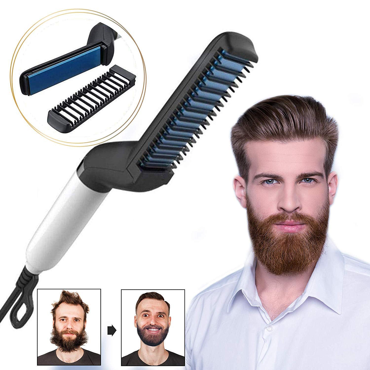 Electric Hair Straightener Brush for Men & Women